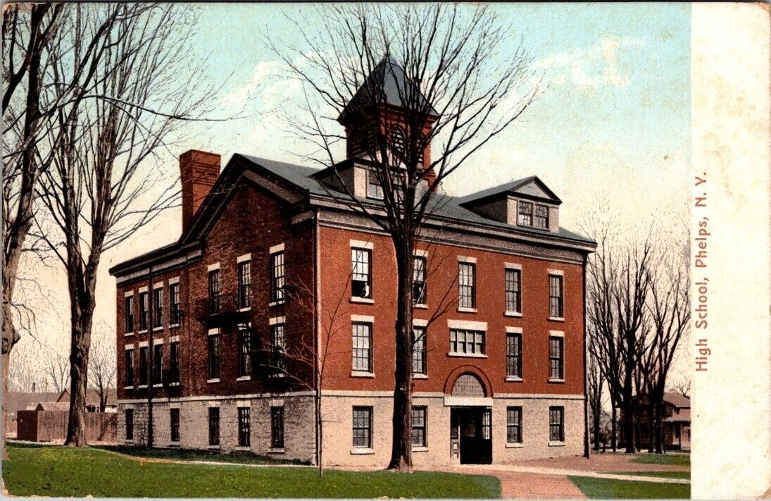 Phelps, NY, High School, Postcard, c1908 #1914