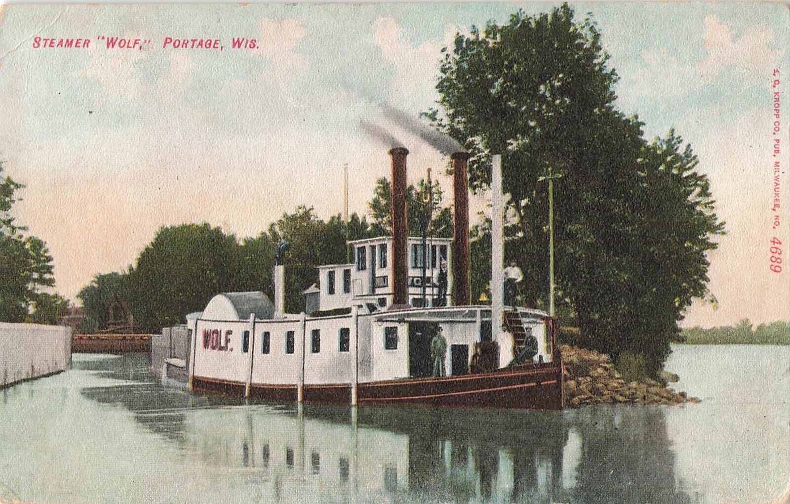 Portage, Wisconsin  Postcard Steamer \