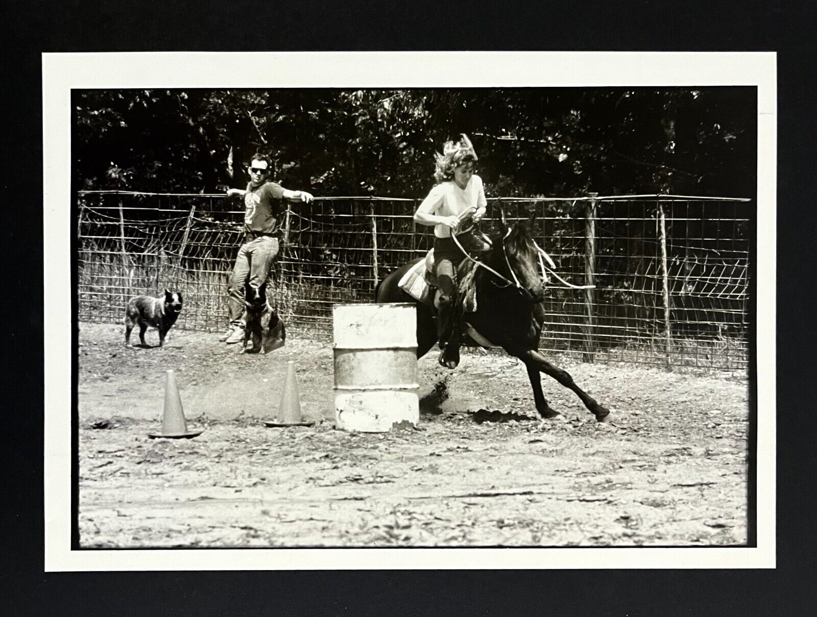 1991 Olathe Kansas Horse Farm Female Barrel Racer Rodeo Practice VTG Press Photo
