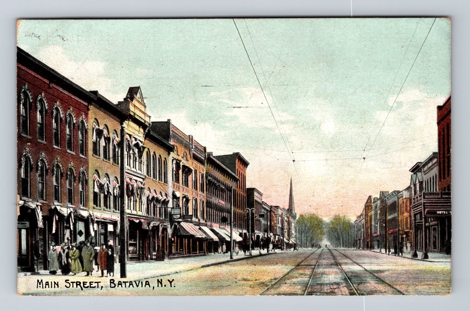 Batavia NY-New York, Storefronts Along Main Street, Vintage c1907 Postcard