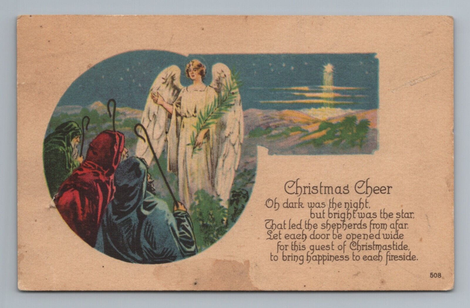 1910s Christmas Greetings Holiday Vtg Postcard