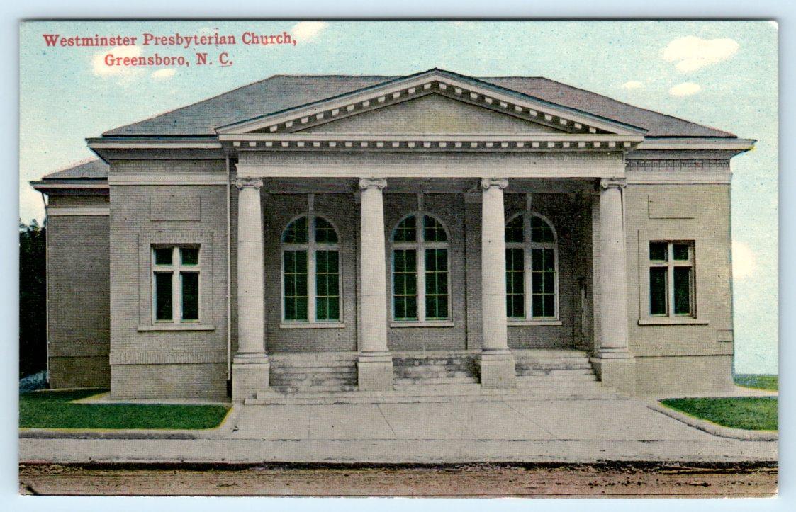 GREENSBORO, North Carolina NC ~ WESTMINSTER PRESBYTERIAN CHURCH c1910s Postcard