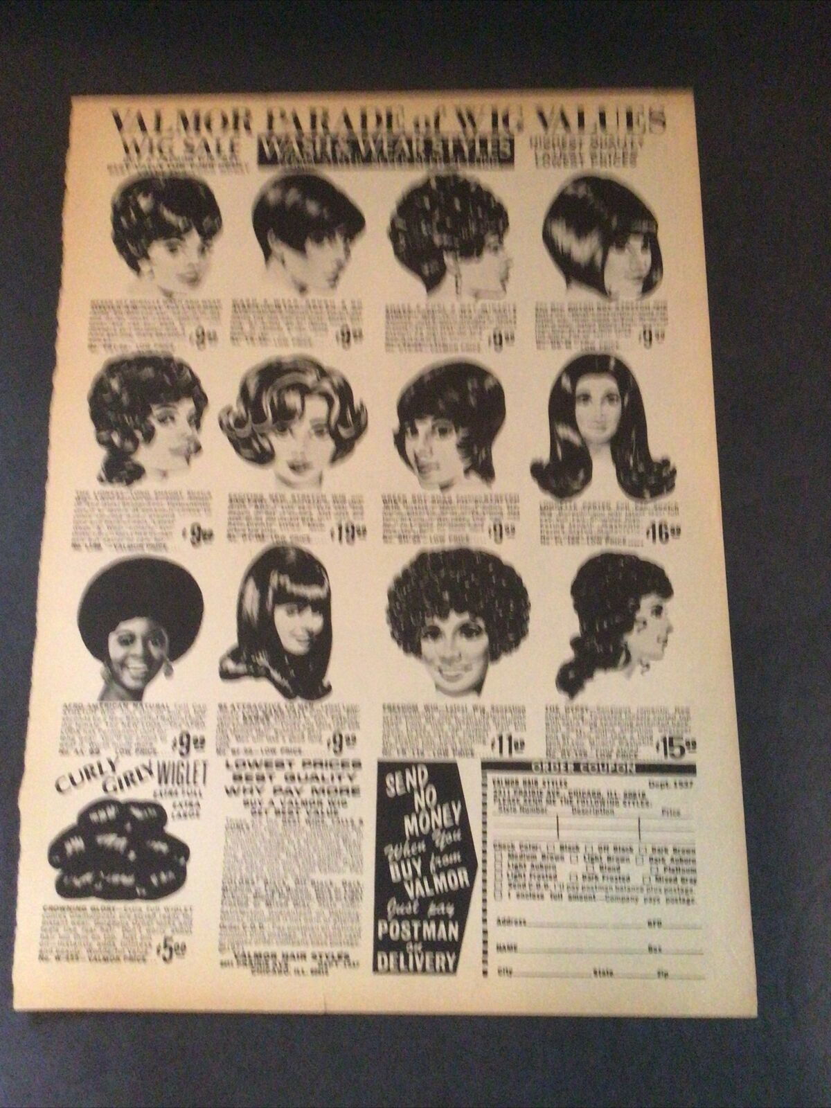 Vintage Valmor Wigs Ad Magazine Clipping Parade Of Wigs 1