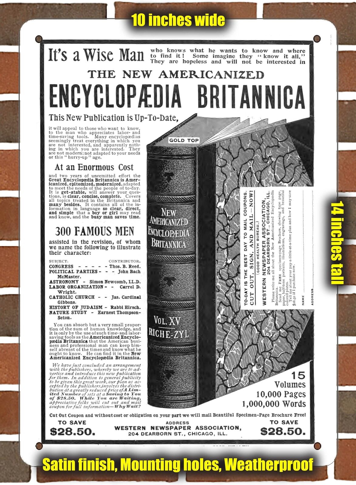 Metal Sign - 1903 Encyclopedia Britannica - 10x14 inches