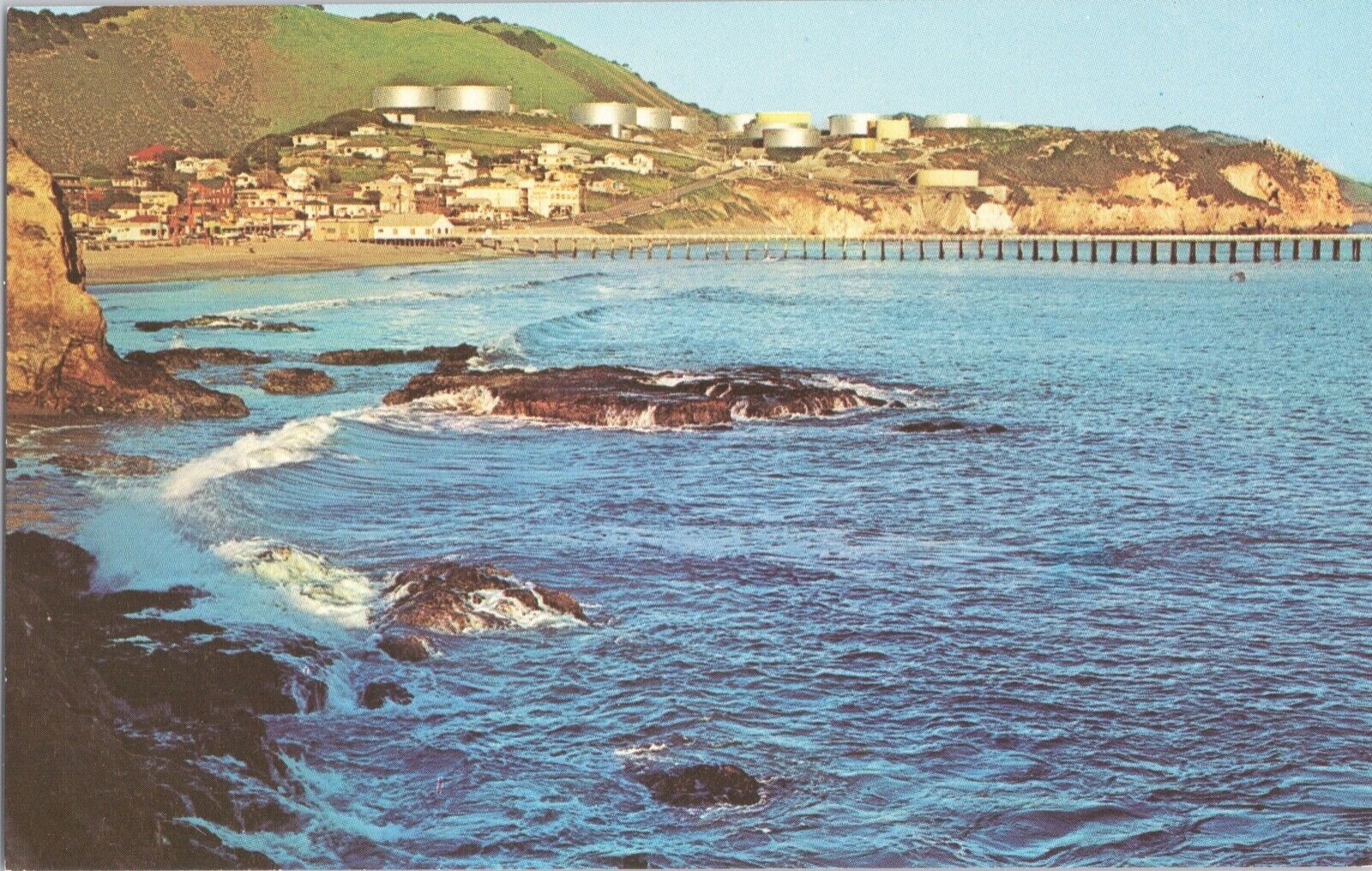 Postcard Avila Beach CA Oil Tanks