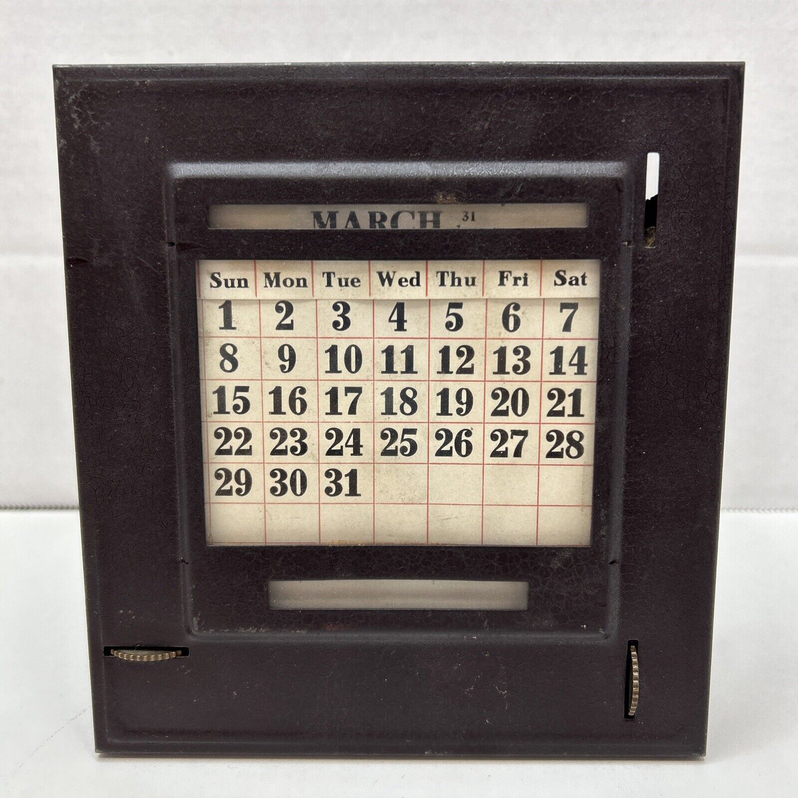 Vintage Perpetual Desk Calendar Metal