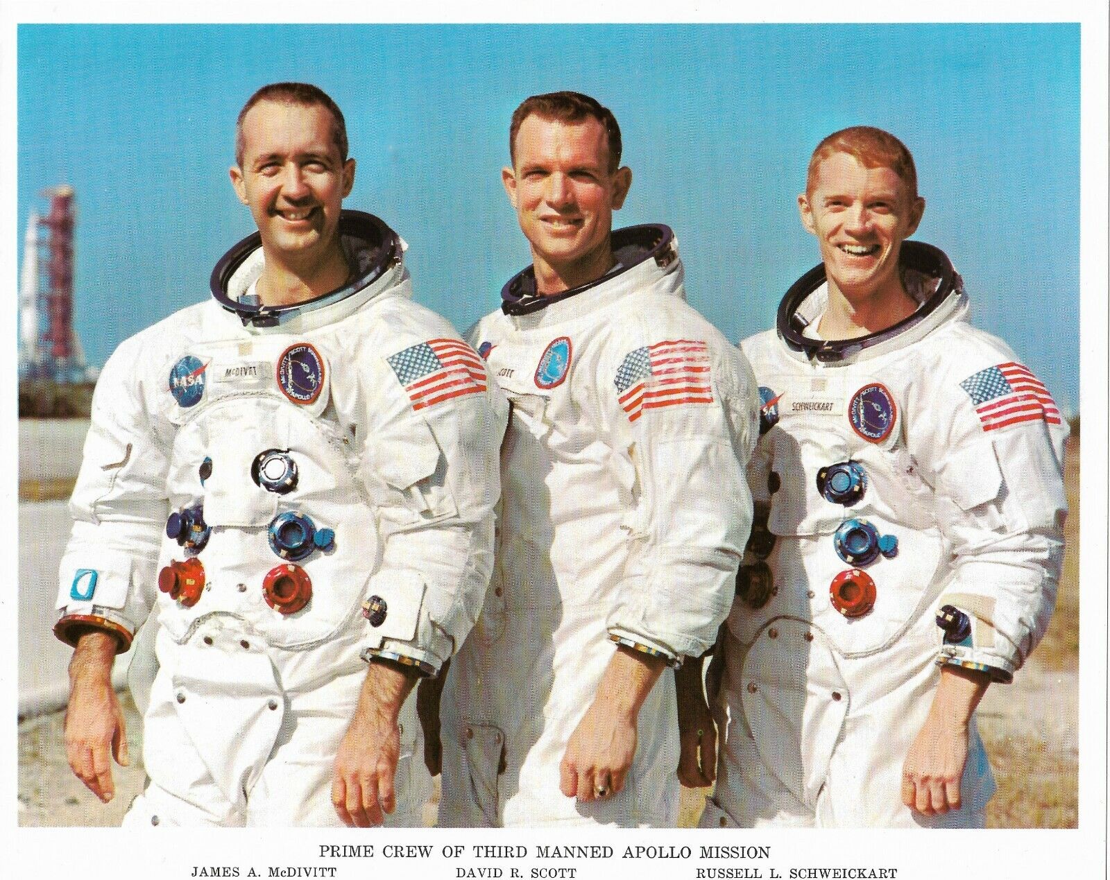 NASA Photo Apollo 9 Prime Crew Third Manned Apollo Mission With Information 8x10