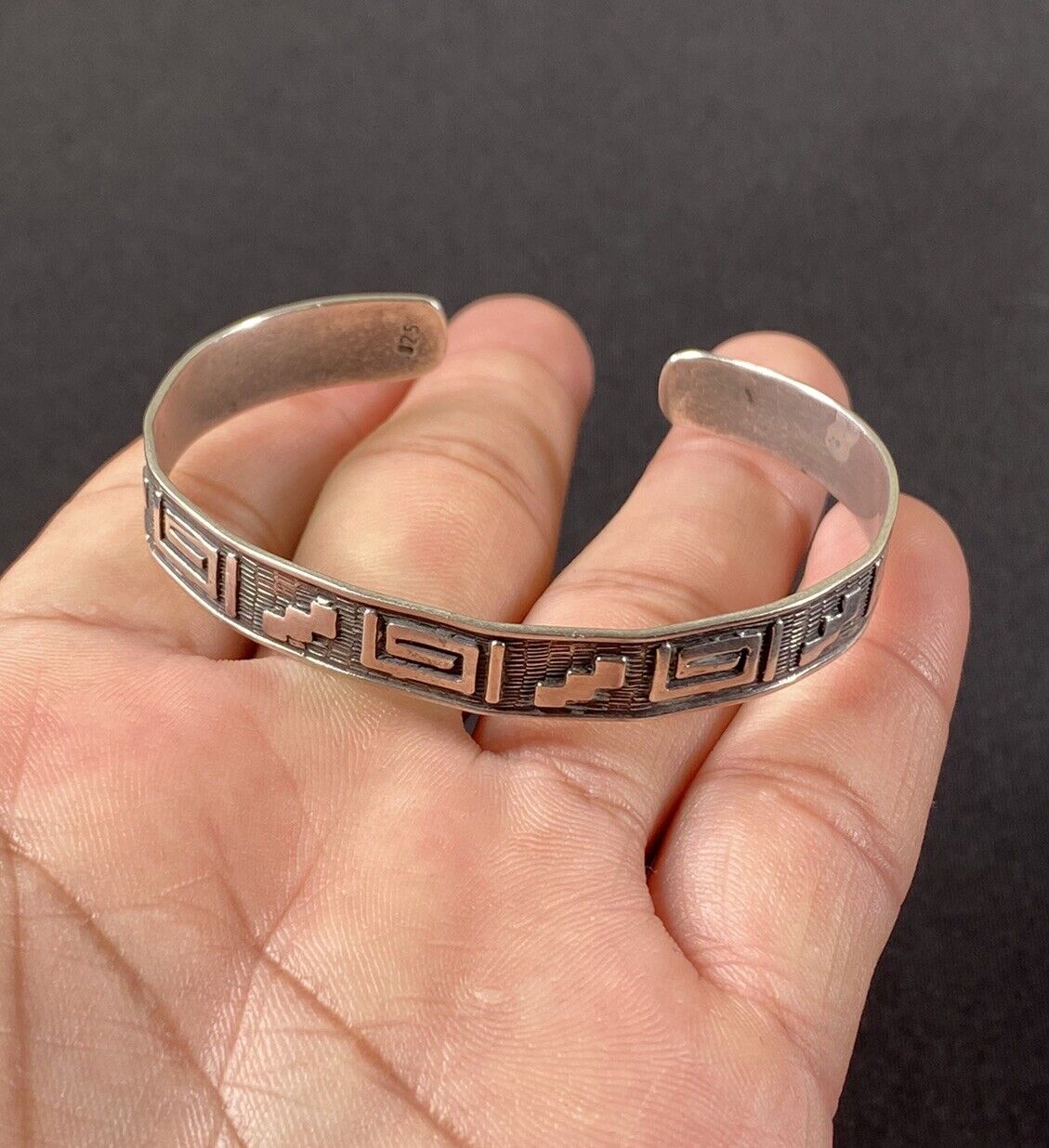 Vintage Hopi Pueblo Native American Sterling Silver .925 Cuff Bracelet