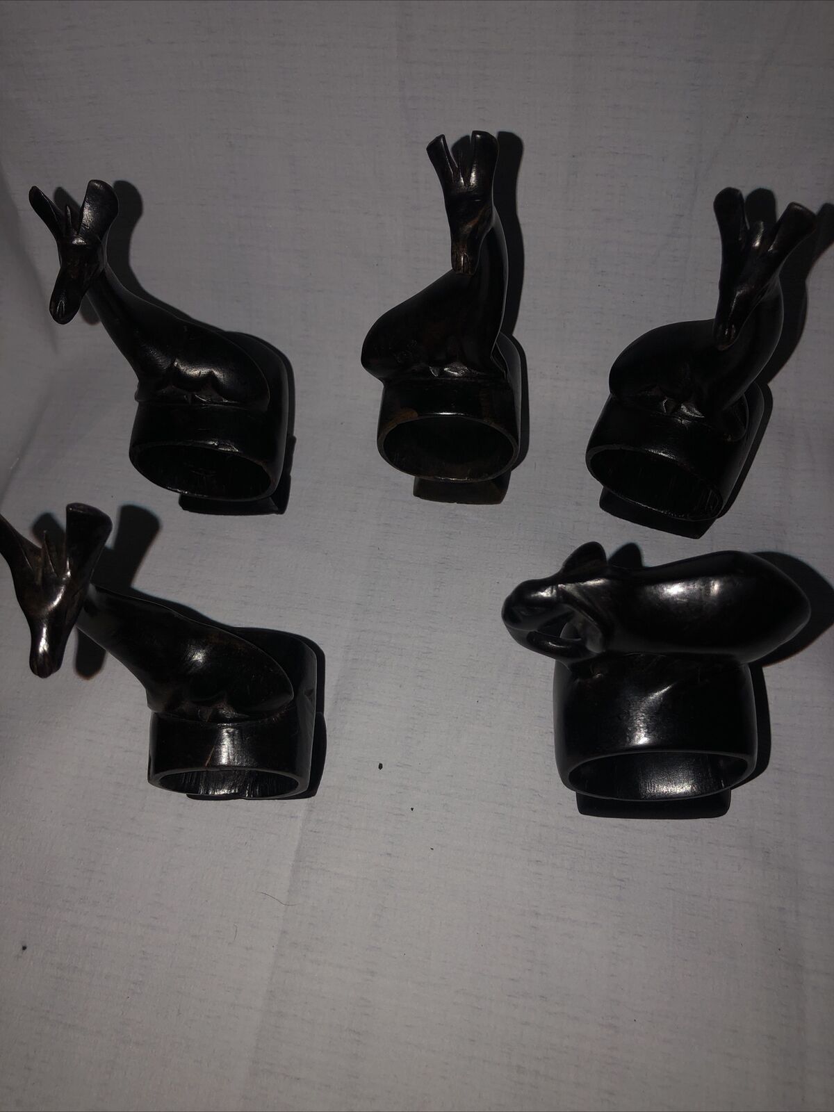 Wooden Napkin Holders  Animals  Set Of  5 Preowned