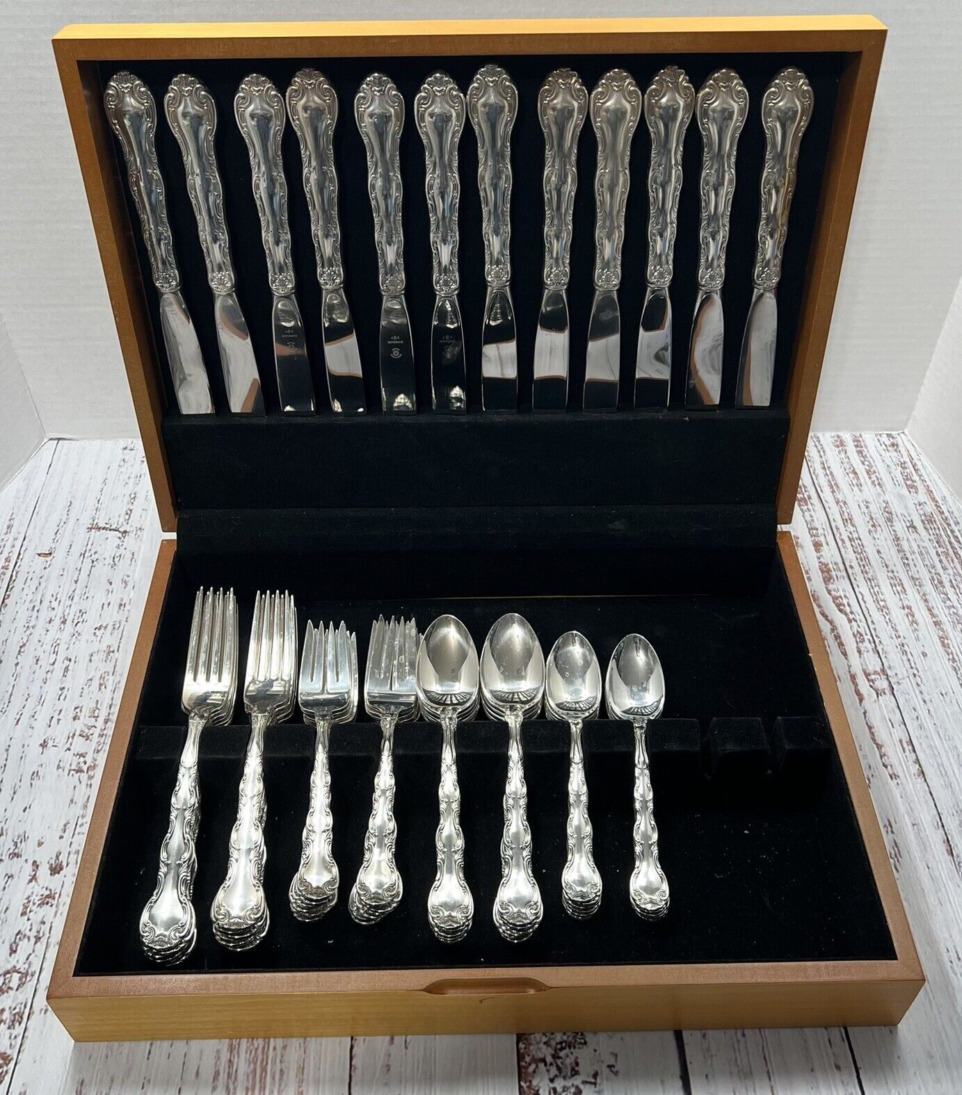French Classic Silverplate 1980 by Gorham Silver - Service for 12 With Case