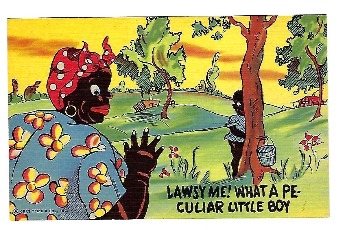 c1940's Curt Teich Co. Postcard Humor Hide & Seek, Linen