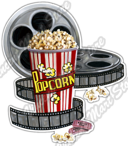 Movie Theater Popcorn Film Reel Cinema Car Bumper Vinyl Sticker Decal 4\