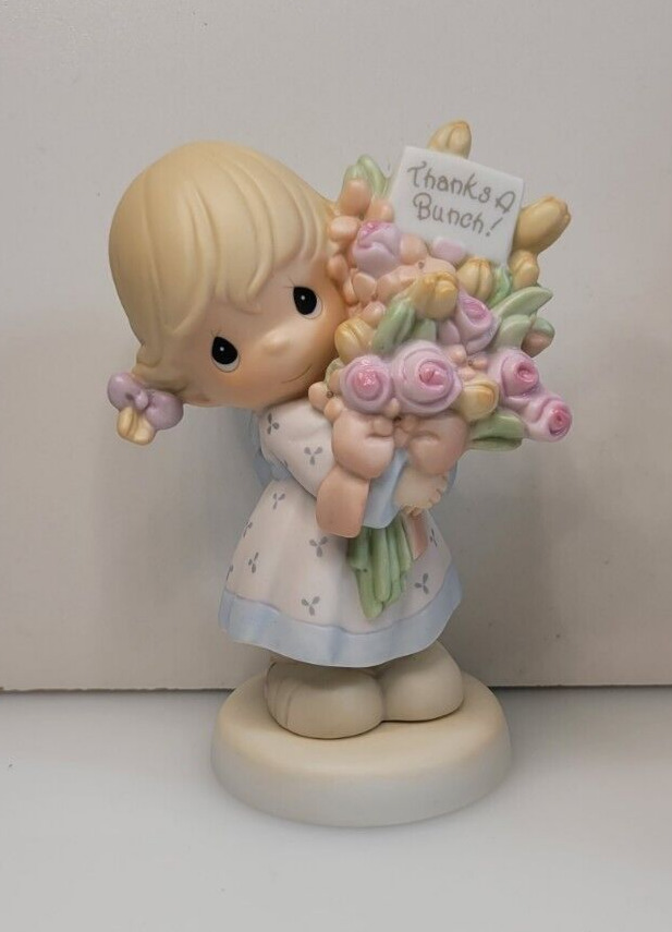 Vintage Enesco Precious Moments 2000 Thanks a Bunch Figurine & box girl bouquet