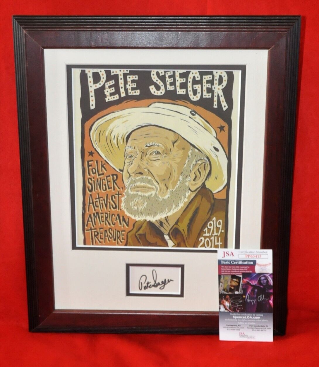 Pete Seeger Autographed Matted Framed 3x5 Index Card \