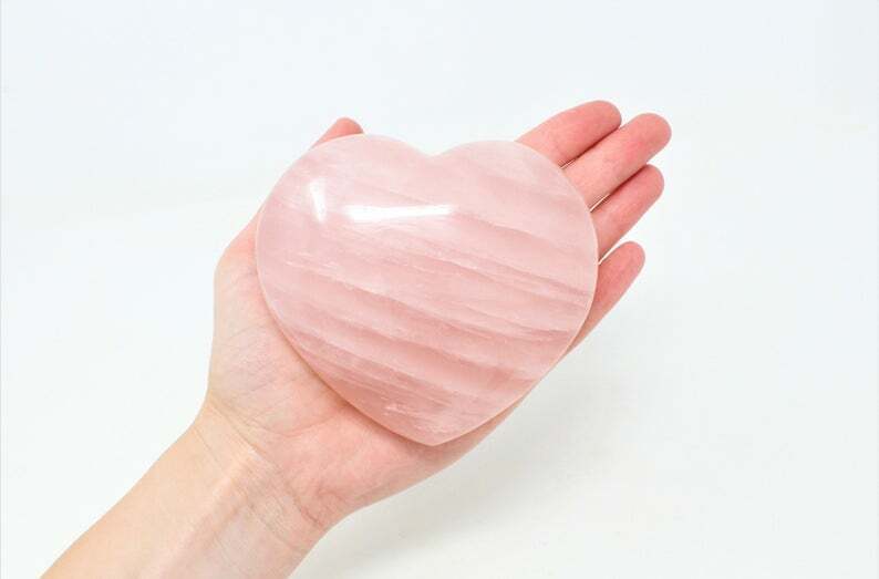 XL Large Rose Quartz Puffy Heart, Natural Crystal, Gift, Meditation