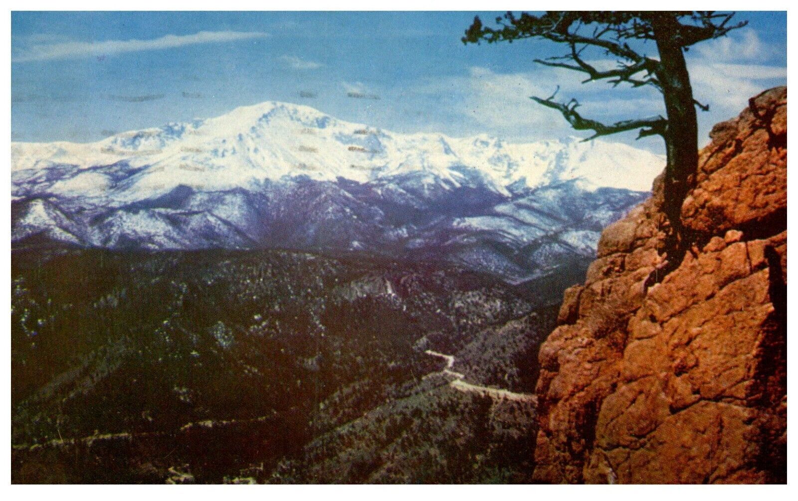 Pikes Peak Colorado Chrome Postcard Posted 1955 Dix Inc. Color Productions