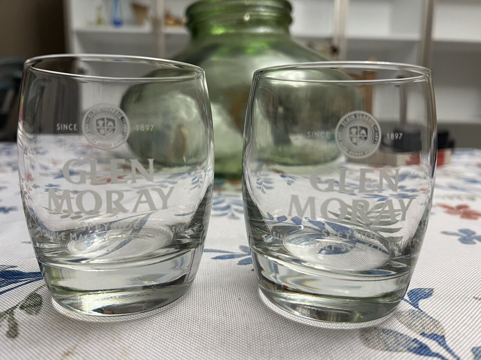 Glen Moray Speyside Single Malt Scotch Whiskey Rocks Low Ball Glasses Set of 2
