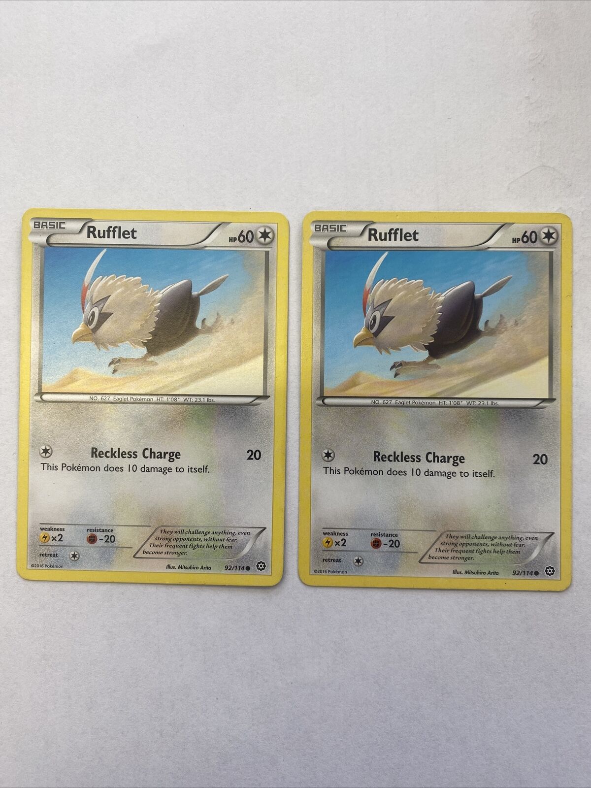 2x Pokemon Cards Rufflet 92/114 Common 