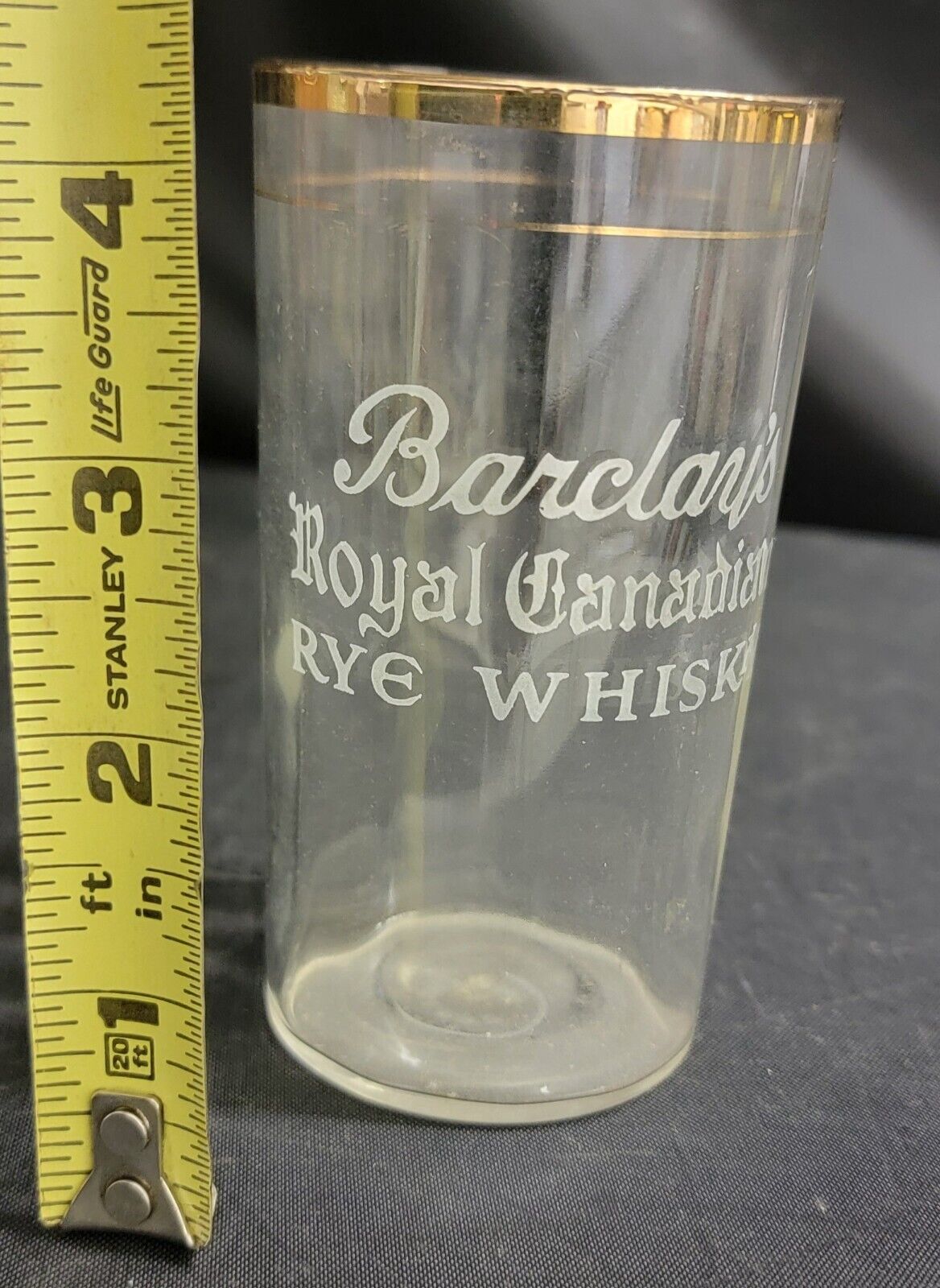 Barclay\'s Royal Canadian Rye Whisky Etched glass