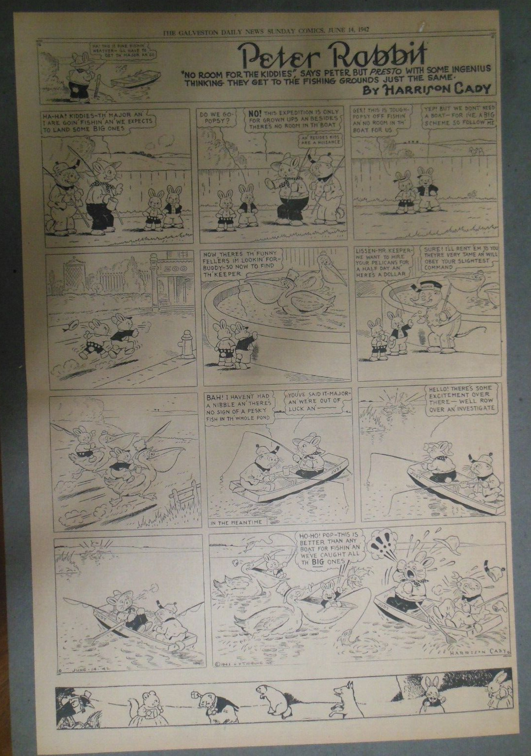 Peter Rabbit Sunday Page by Harrison Cady from 6/14/1942 Full Page Size