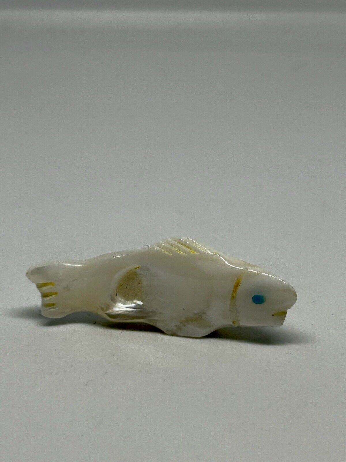 Zuni Vintage Native American Fish Fetish Carving Handmade From Mother Pearl