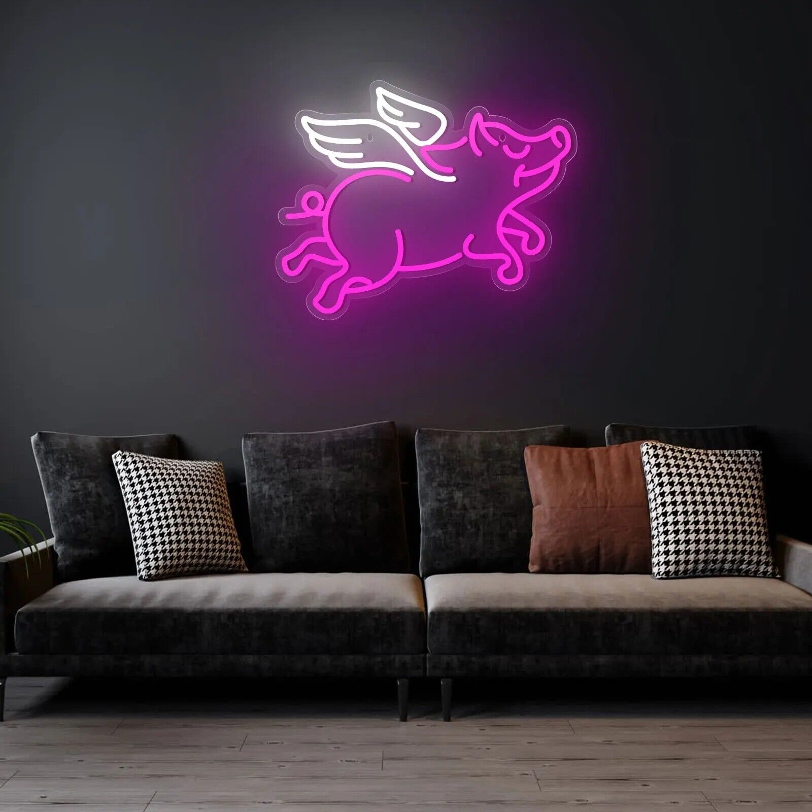 Flying Pigs Cute Animal Pink LED Neon Light Sign Acrylic Neon Sign USB Dimmer