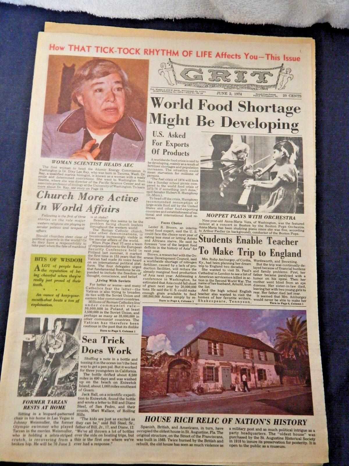 GRIT AMERICA\'S GREATEST FAMILY NEWSPAPER NOSTALGIA JUNE 2, 1974
