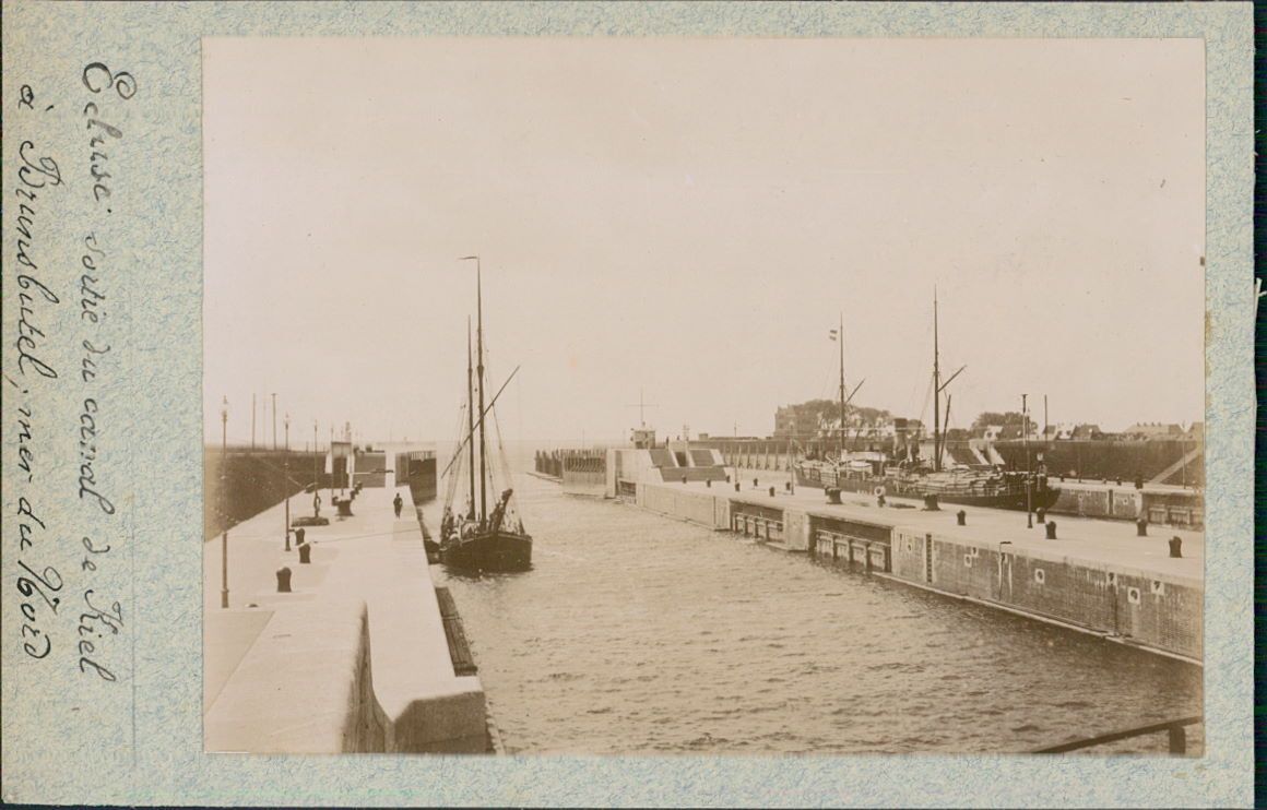 Germany, Kiel Canal Exit Lock to Brunsbüttel, approx. 1900 Vintage Citra