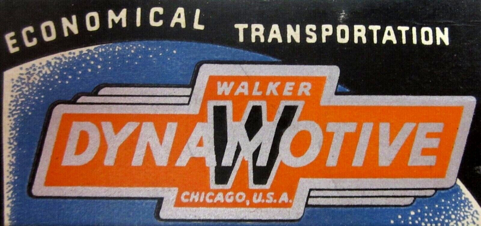 Vintage Walker Dynamotive Delivery Truck Advertising Matchbook Chicago IL 1930s
