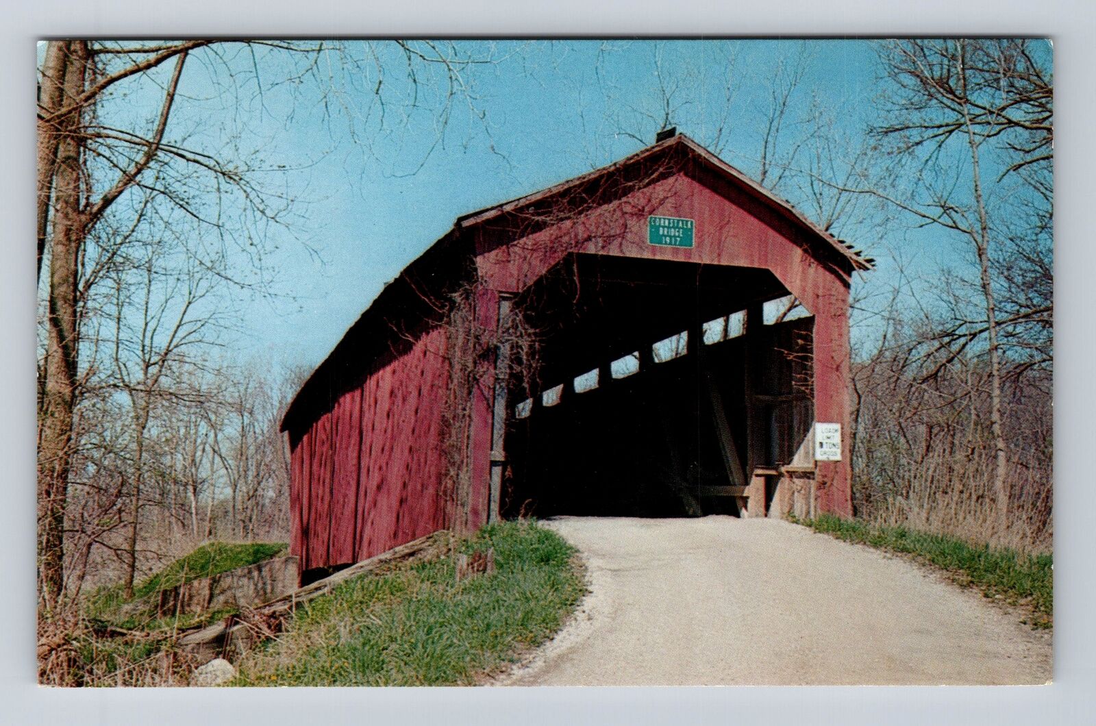 Raccoon IN-Indiana, Cornstalk Bridge, Cornstalk Creek, Vintage Souvenir Postcard