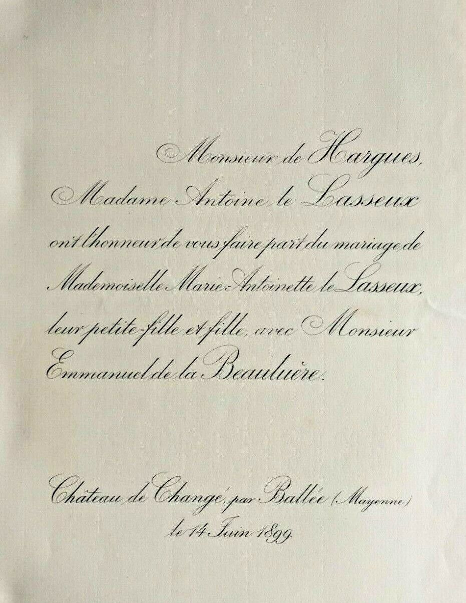 LE LASSEUX Emmanuel Beauluere SHARE WEDDING Hargues Chateau Change 1899