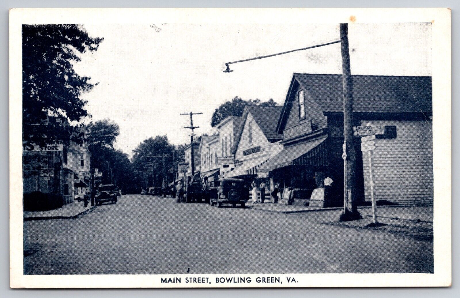 Main Street Bowling Green Virginia VA Old Cars c1940 Postcard