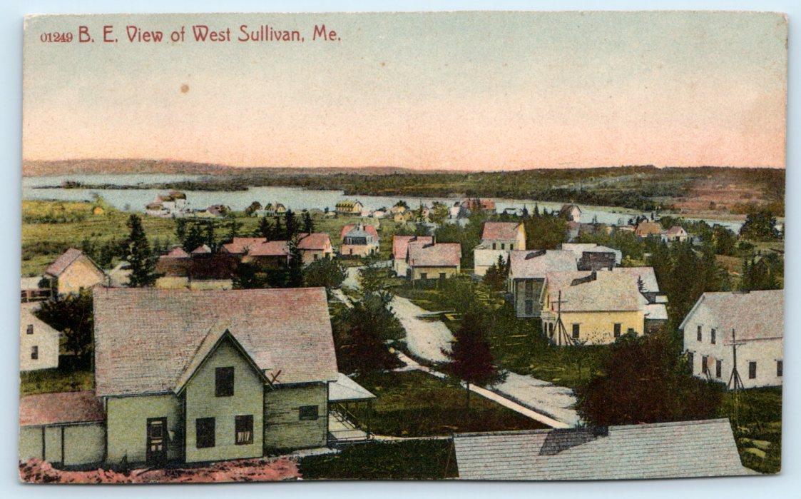 WEST SULLIVAN, Maine ME ~ BIRD\'S EYE VIEW c1910s Hancock County Postcard