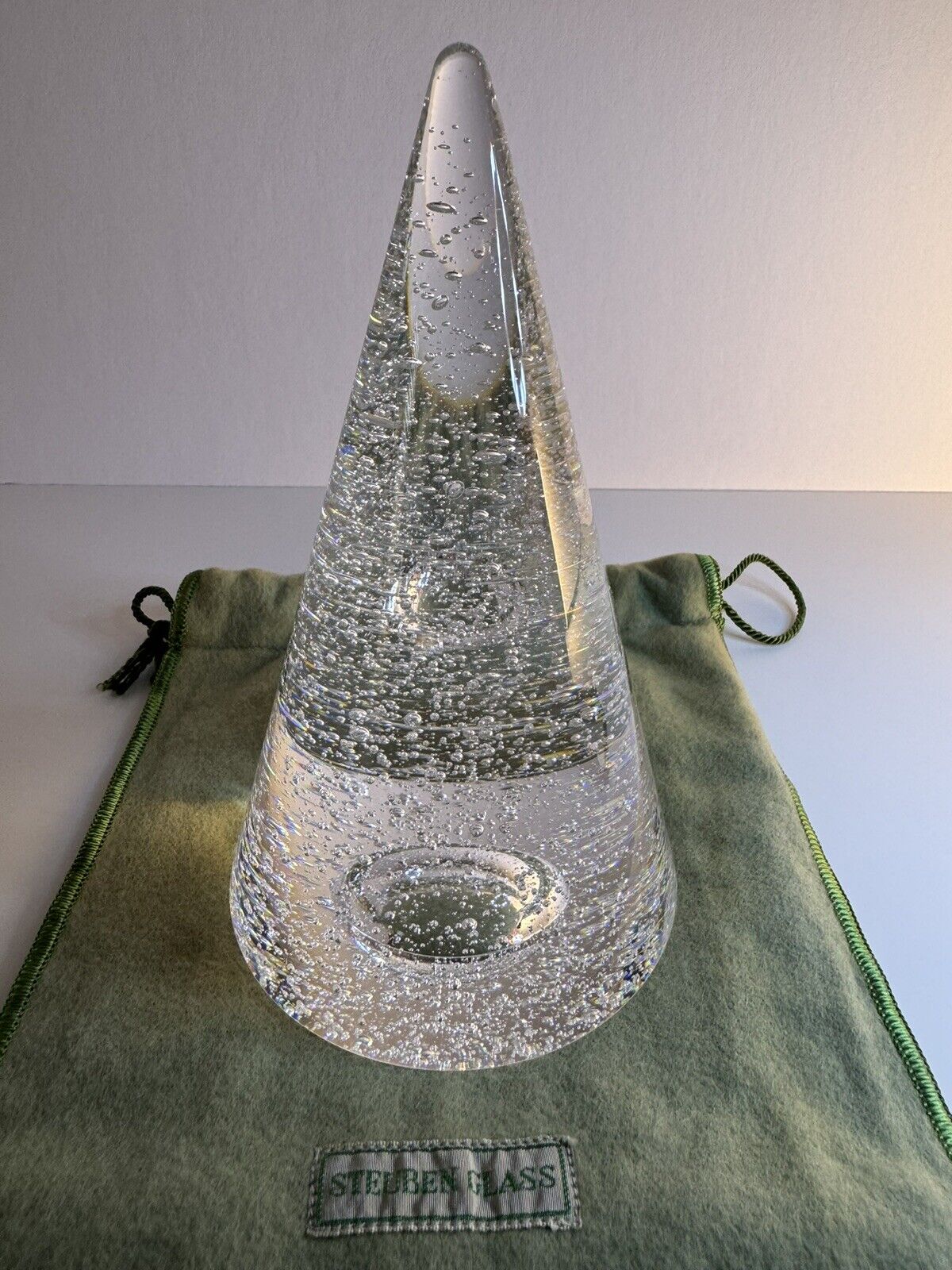 Steuben Glass Sculpture (Signed) Christmas Bubble Tree By David Dowler - RARE