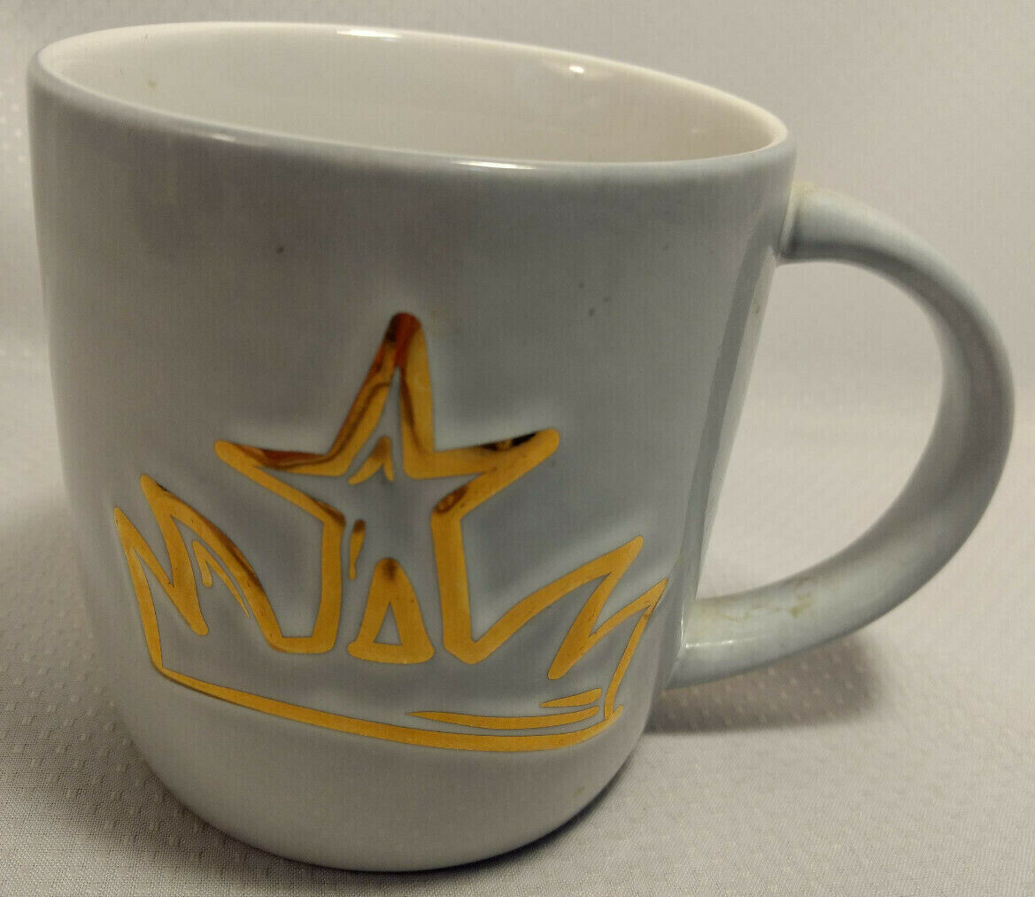 Starbucks Gold Crown Anniversary Siren Coffee Mug Ceramic 14 oz  2016  4 x 3.5\