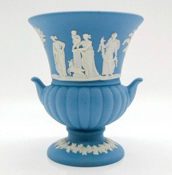 Wedgwood Pale Blue Jasperware, Miniature Vase Original Box 