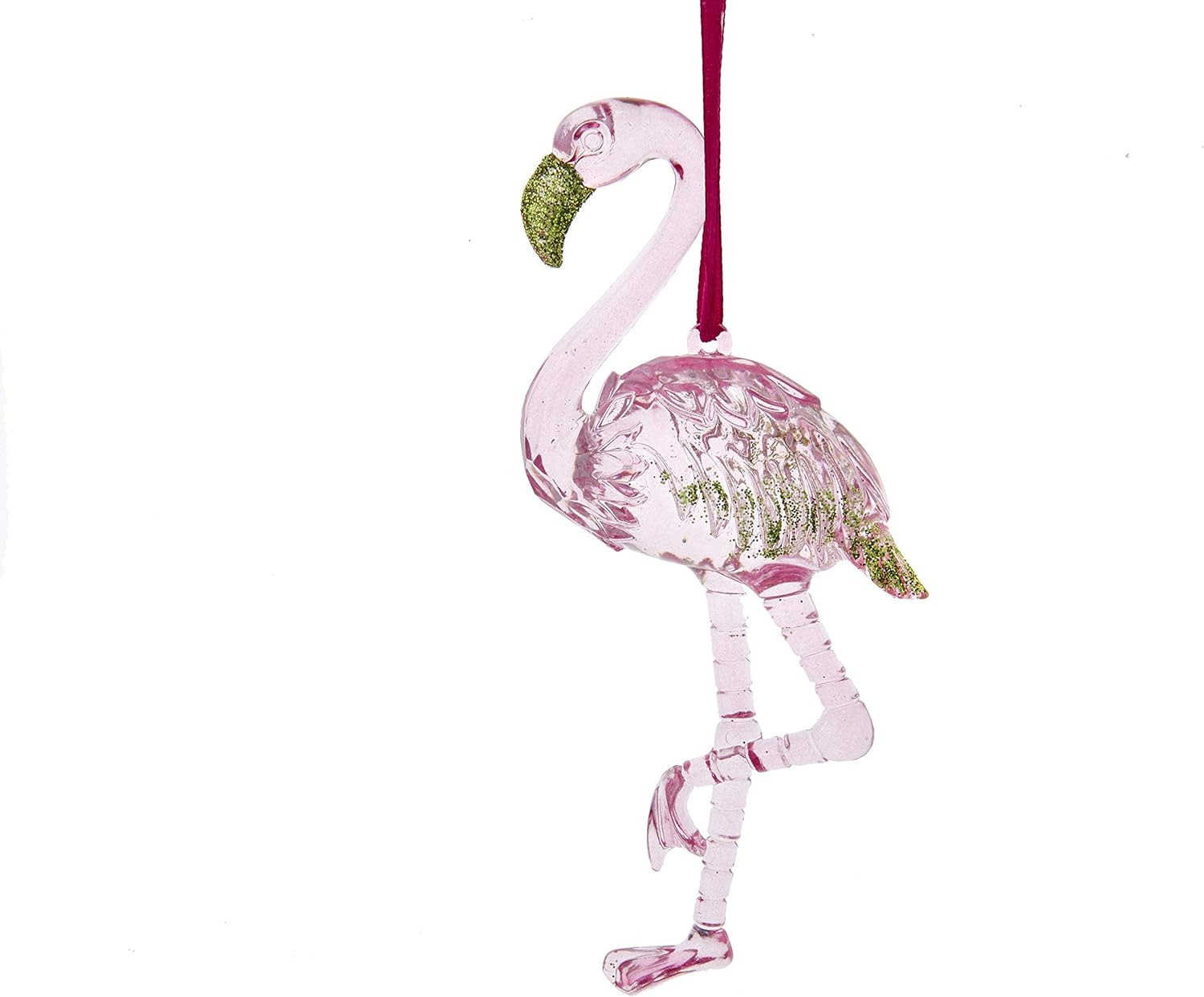 Kurt Adler Preppy Christmas Pink Flamingo Hanging Ornament 4 inch Height  Pink