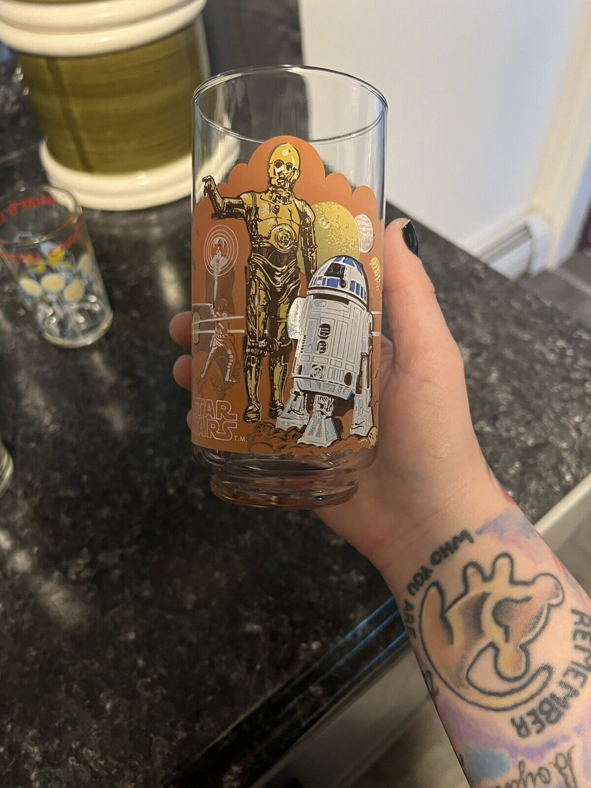 VINTAGE 1977 R2-D2 C-3PO STAR WARS BURGER KING DRINKING GLASS COCA-COLA