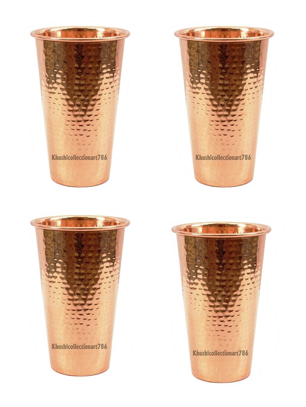 Handmade Copper Water Glass Beautiful Hammered Drinking Tumbler 400ML Set Of 4