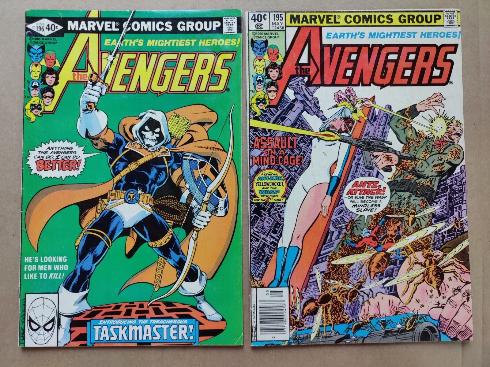 Avengers 195 VG 196 VG/FN Marvel (1980) 1st Taskmaster George Perez Lot Of 2