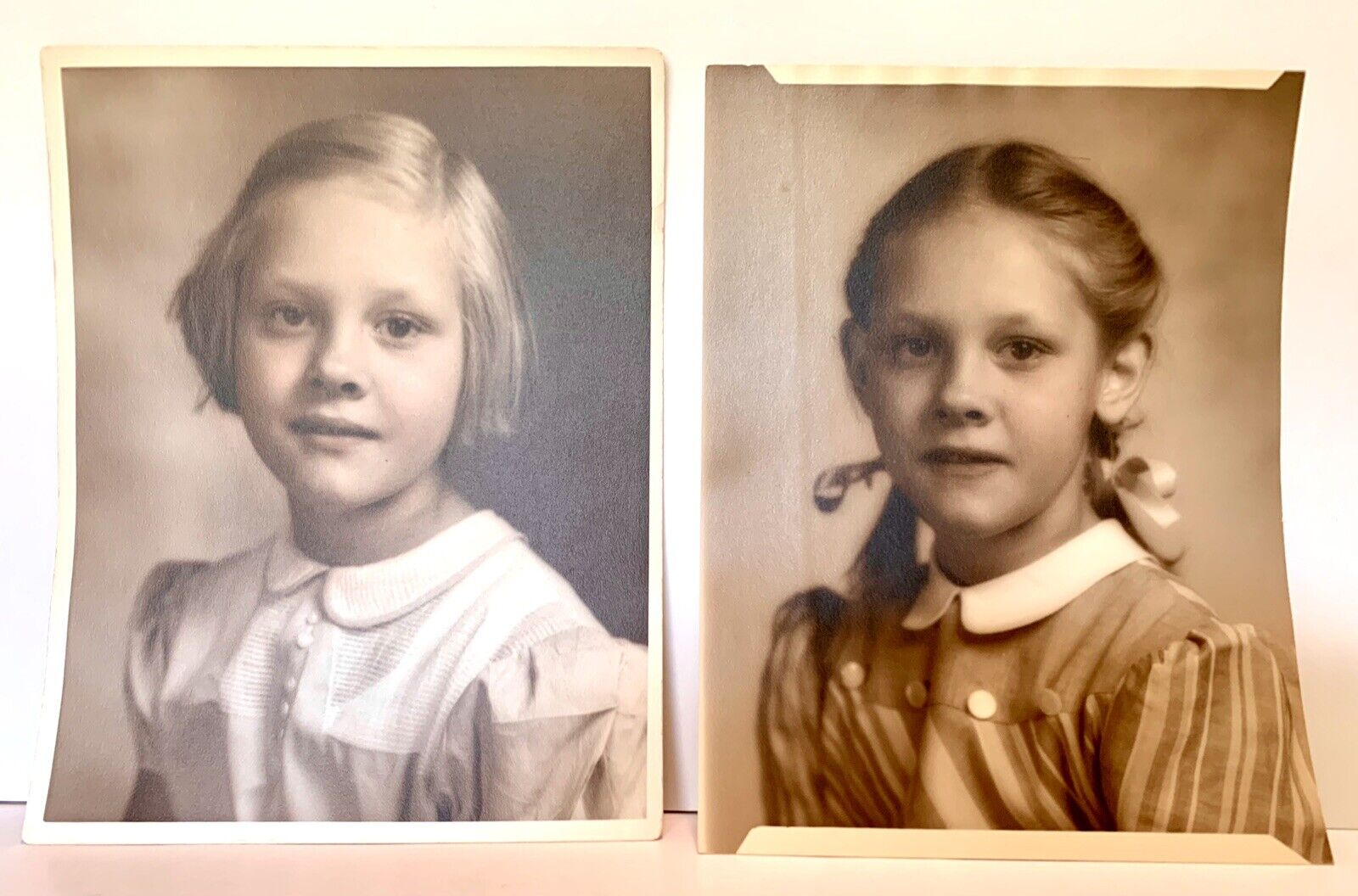 2 Vintage Young School Girl Photos 8x10 Plainville, CT 1940s