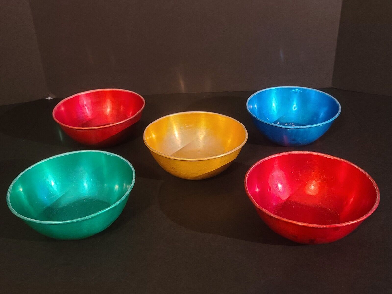 (LOT OF 5) Vintage Colored Anodized Aluminum Mid Century Made By Haden of Japan