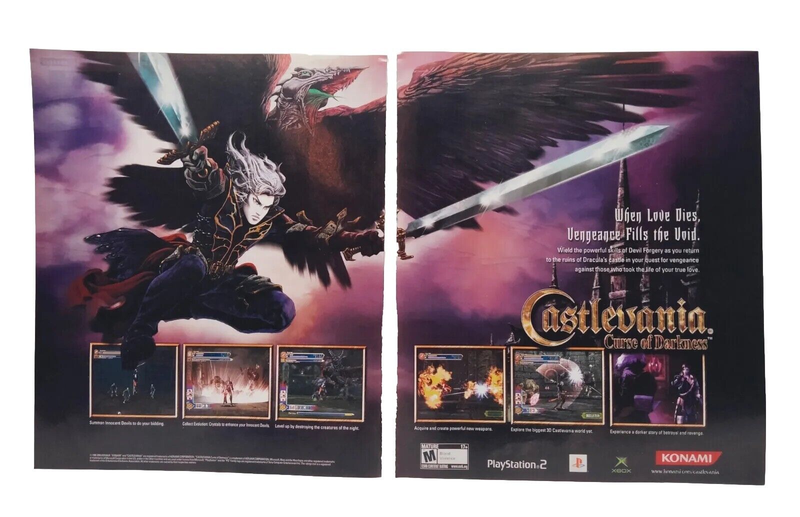 Castlevania Curse of Darkness Print Ad Poster Official Art Vintage 2005 PS2 Xbox