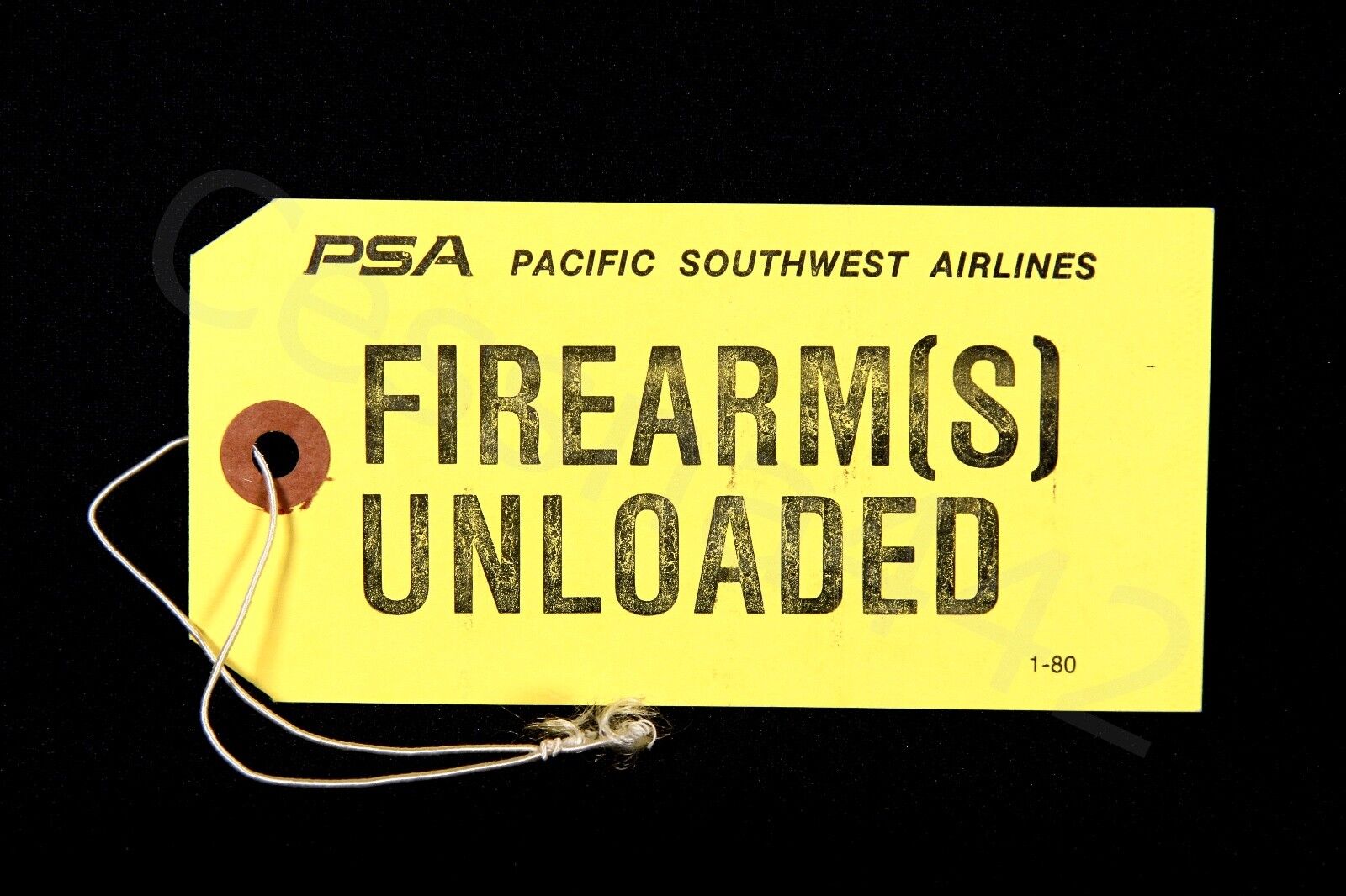 PSA Original Vintage Firearms Bag Tag Pacific Southwest Airlines 1980 RARE NEW