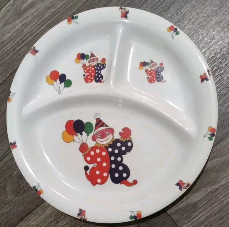 Vintage 1980\'s Trisa Melamine Clown Plate 8.5\