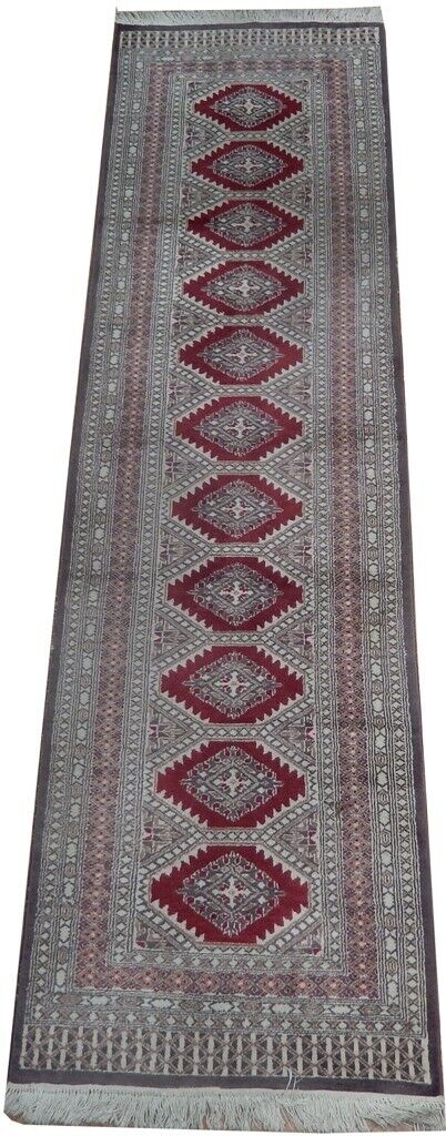 2.5 x 10 Red Hallway Runner Rug Jaldar Hand-knotted Rug Minor Wear Discounted