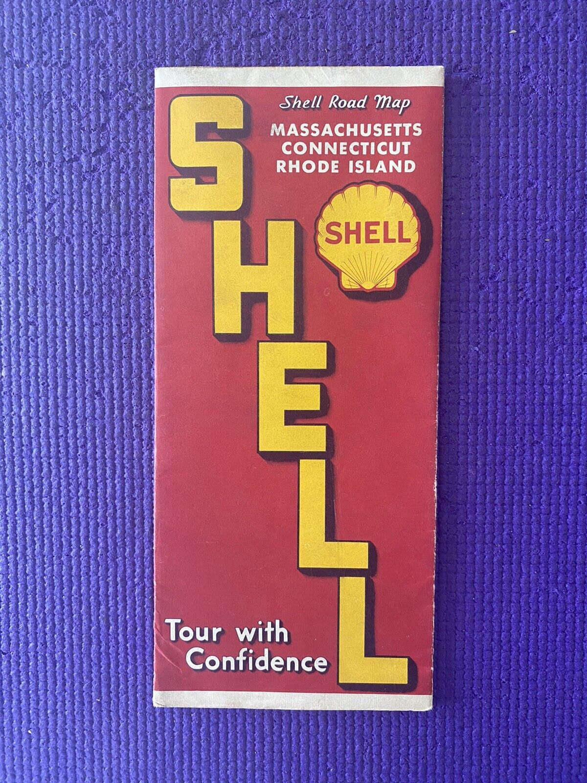 Vintage 1939 Shell Road Map Massachusetts, Connecticut, Rhode Island