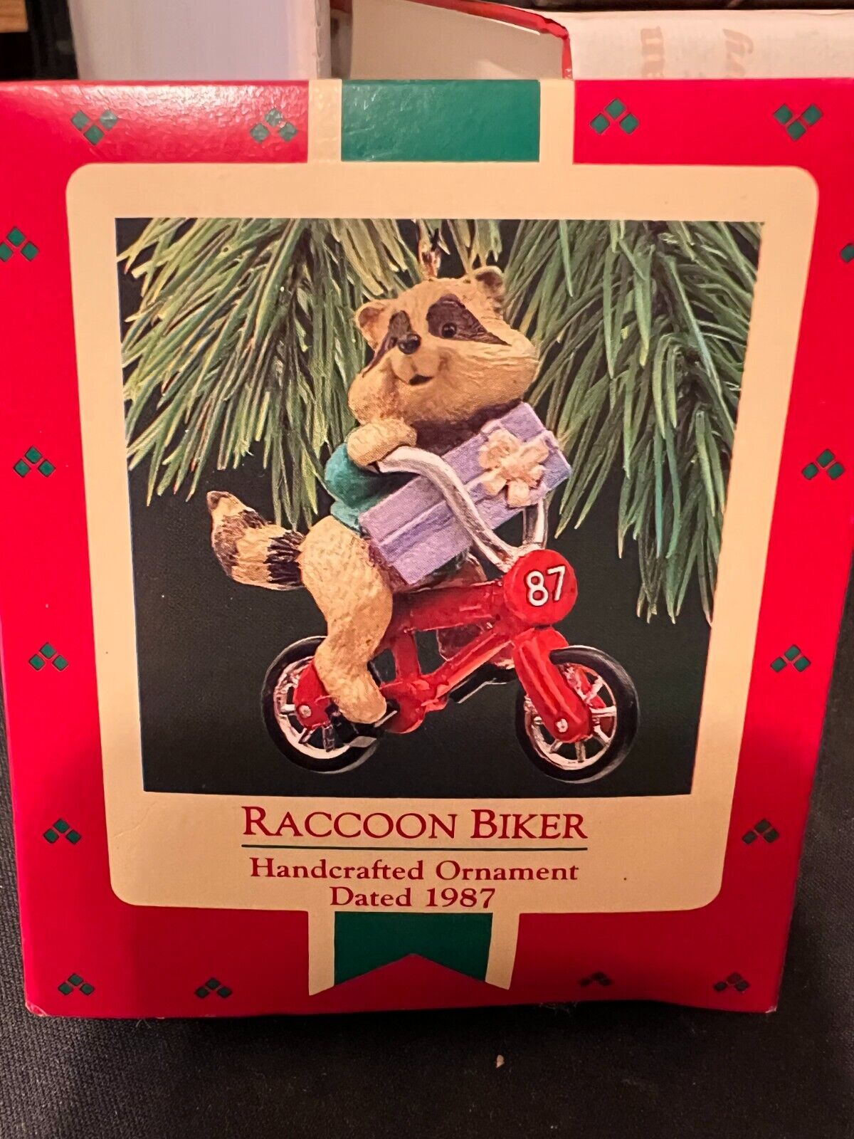 Racoon Biker - Handcrafted Ornament 1987 - Hallmark