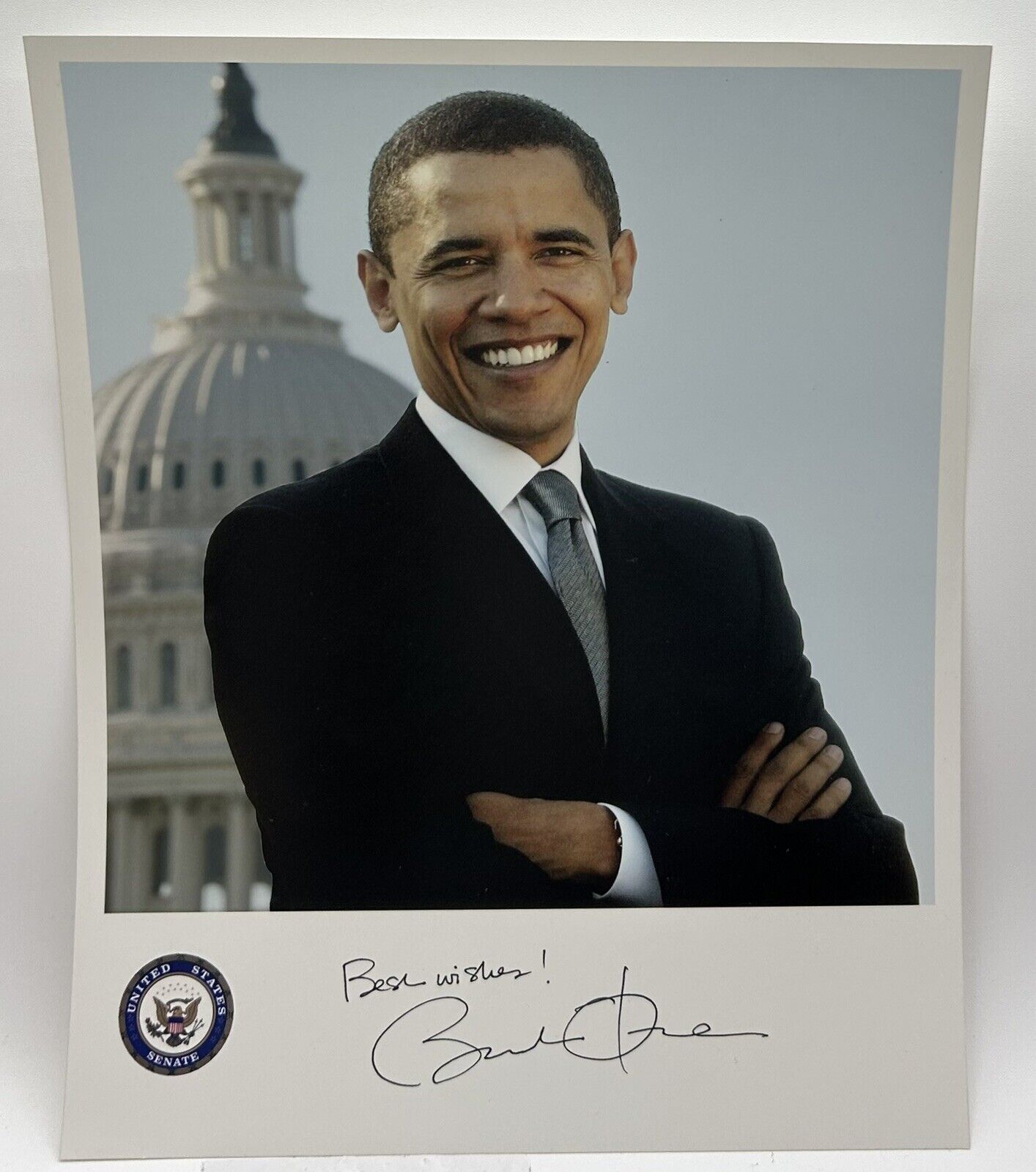 Barack Obama Printed Signature 8x10 Senate Photo Printed Autograph Vintage
