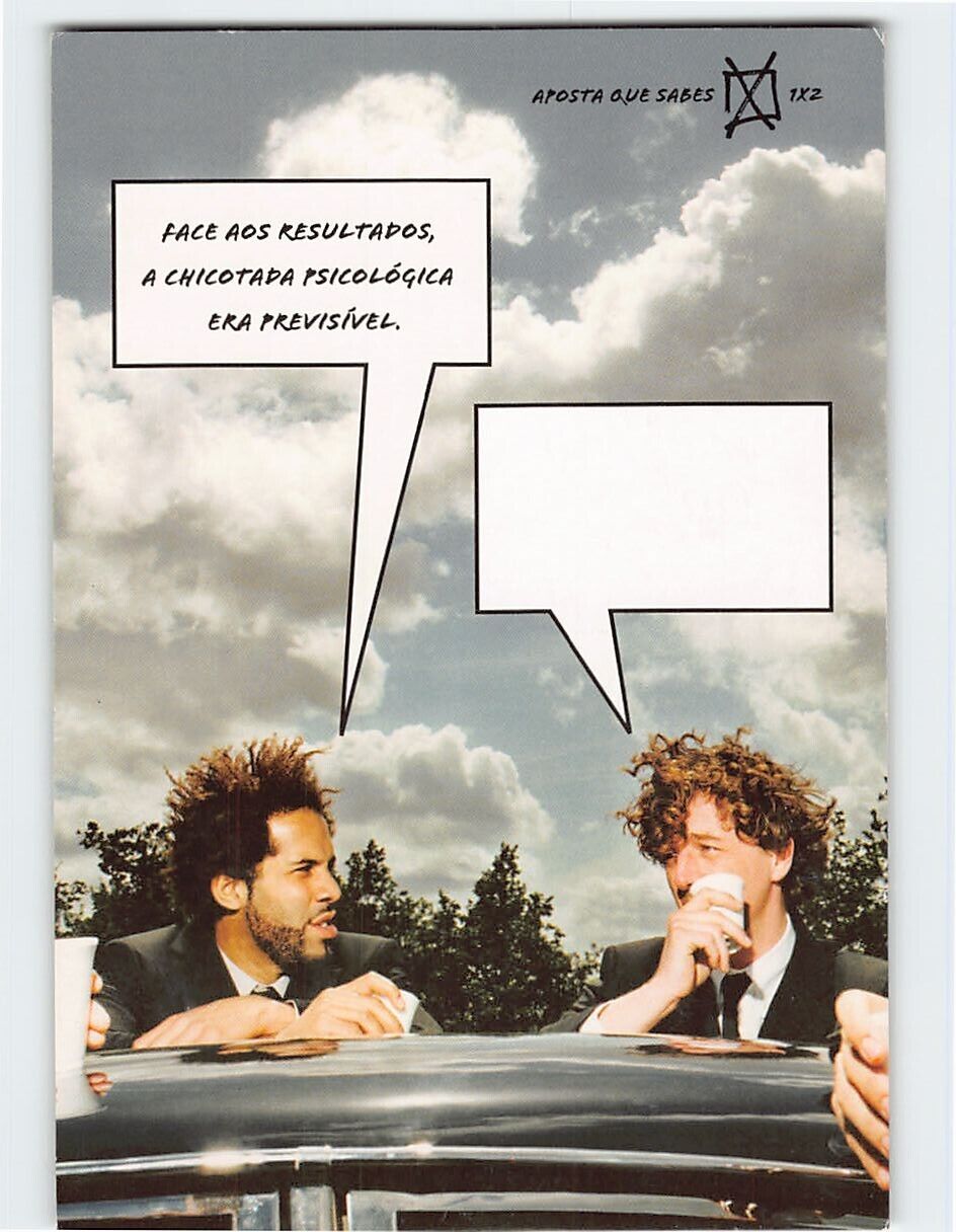 Postcard Two Men Talking & Drinking Jogos Santacasa Ad